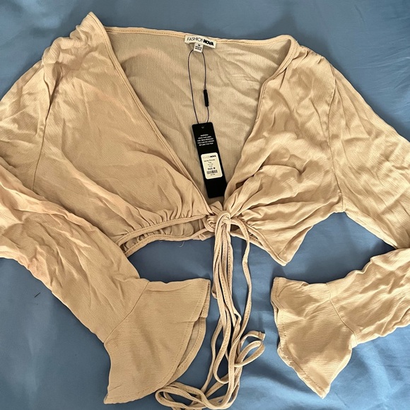 Beige blouse crop top - Picture 4 of 6